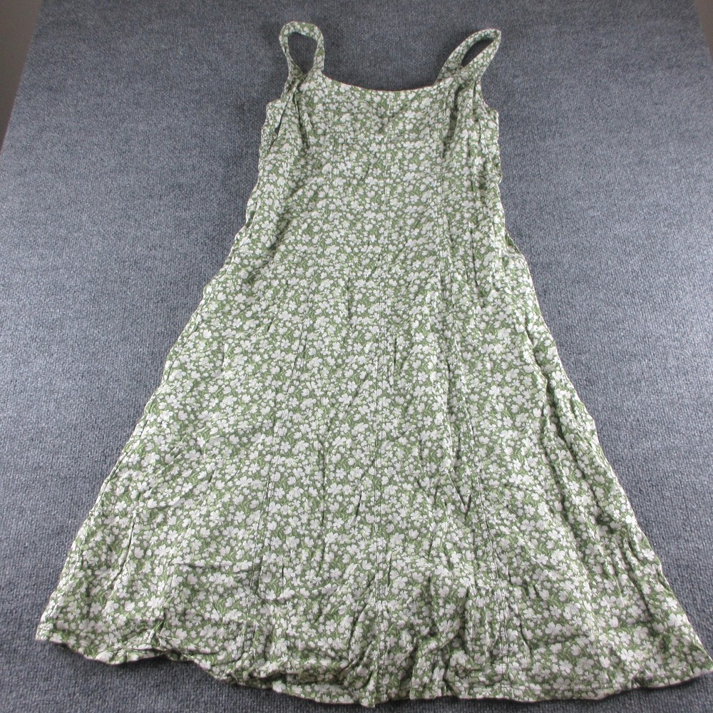 Old Navy Dress Women L Green Floral Linen Blend Smocked Midi Sundress Boho